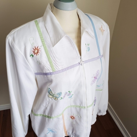 90's Alfred Dunner Vintage White Jacket With Butterfly Size 14 - Picture 4 of 10